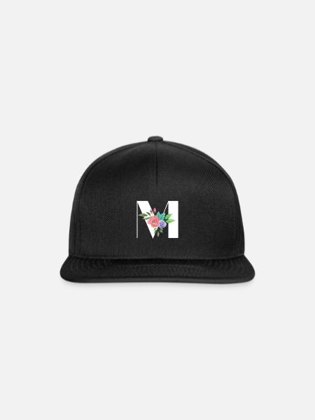 Buchstabe M personalisiertes Geschenk Alphabet Vorname Weihnachten - Snapback Cap - Schwarz/Schwarz