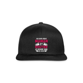 Femme Routière J'ai Deux Rôles Maman Routière - Casquette snapback - noir/noir - Devant
