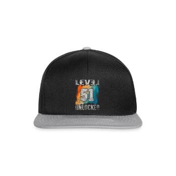 Niveau cadeau d’anniversaire débloqué 51 ans - Casquette snapback - noir/gris - Devant