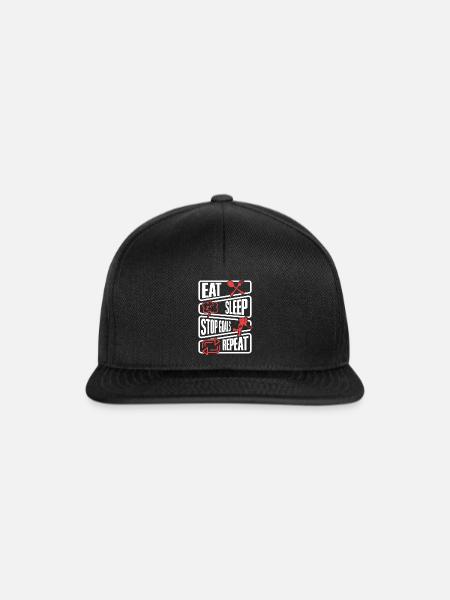 Essen, schlafen, Tore verteidigen Hockey - Snapback Cap - Schwarz/Schwarz