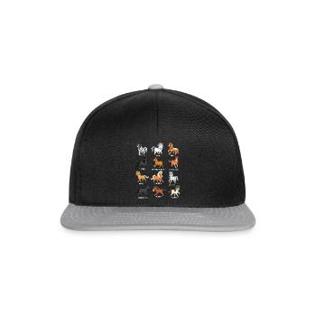De nombreuses races de chevaux - Chevaux Kawaii de dessin animé - Casquette snapback - noir/gris - Devant