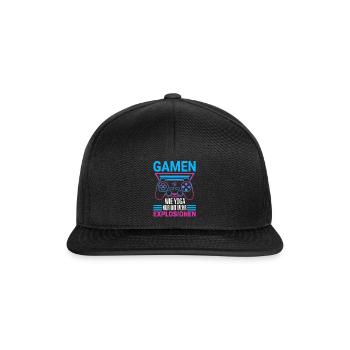 Cooles Gamer Zocker Spruch Design - Snapback Cap - Schwarz/Schwarz - Vorne