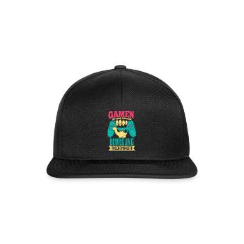 Cooles Gamer Zocker Spruch Design - Snapback Cap - Schwarz/Schwarz - Vorne