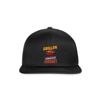 Cooler Griller Barbeque Grillen Spruch - Snapback Cap - Schwarz/Schwarz - Vorne