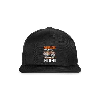 Cooles Mountainbiker Biker Fahrrad Motiv - Snapback Cap - Schwarz/Schwarz - Vorne