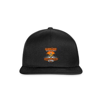 Cooles Mountainbiker Biker Fahrrad Motiv - Snapback Cap - Schwarz/Schwarz - Vorne