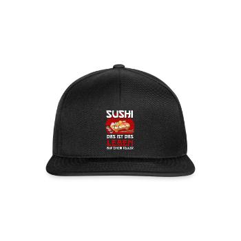 Witziges Sushi Essen Japan Motiv - Snapback Cap - Schwarz/Schwarz - Vorne