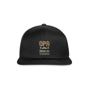 Cooles Opa Großvater Enkel Spruch Motiv - Snapback Cap - Schwarz/Schwarz - Vorne