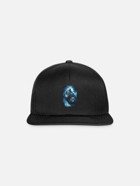 Dunkle Kunst Wolf Wald Mythisch - Snapback Cap - Schwarz/Schwarz