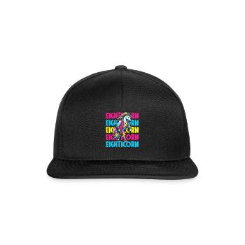 80s Achtziger Einhorn Eighticorn - Snapback Cap - Schwarz/Schwarz - Vorne