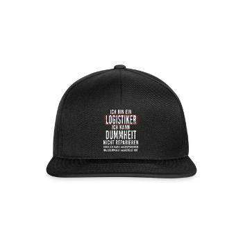 Ich bin ein Logistiker - Dummheit reparieren - Snapback Cap - Schwarz/Schwarz - Vorne