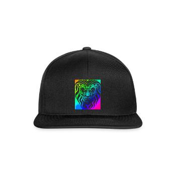 Löwe | Tier | Raubtier | Brüllen - Snapback Cap - Schwarz/Schwarz - Vorne
