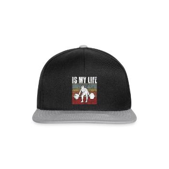 Bodybuilding is my life Bodybuilder GYM Kraftsport - Snapback Cap - Schwarz/Grau - Vorne