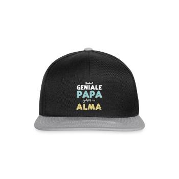 Dieser Geniale Papa Gehört Zu Alma - Snapback Cap - Schwarz/Grau - Vorne