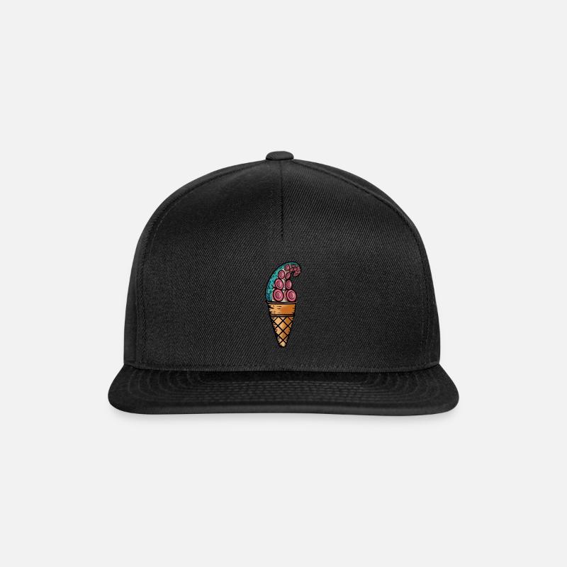 Tentakel Oktopus Arm in Eiswaffel. - Snapback Cap - Schwarz/Schwarz