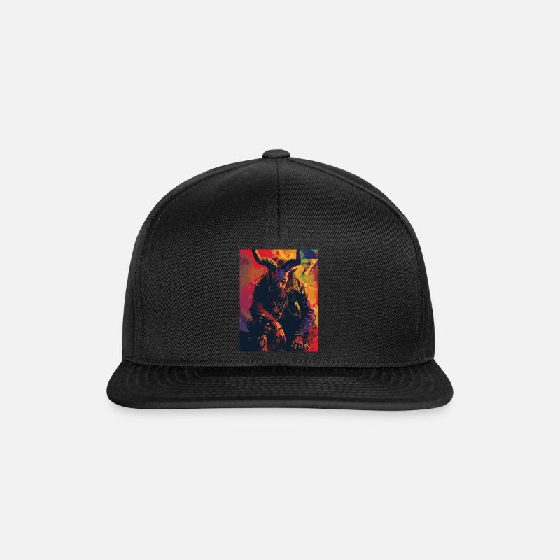 The Devil mit Pentagramm - Snapback Cap - Schwarz/Schwarz