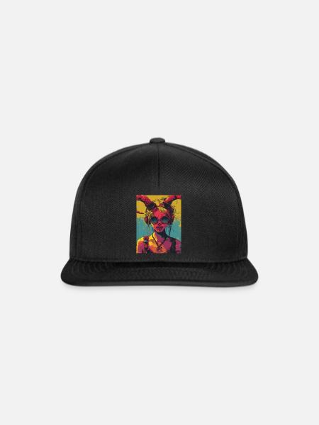The Devil - Skull, Totenkopf, Teufel - Snapback Cap - Schwarz/Schwarz