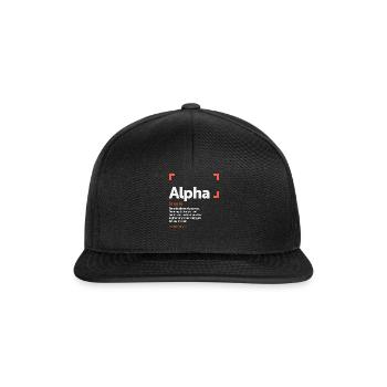 Alpha Definition Personalisierter Name Alpha - Snapback Cap - Schwarz/Schwarz - Vorne