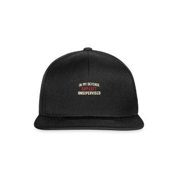 In My Defense I Was Left Unsupervised Funny - Snapback Cap - black/black - Front