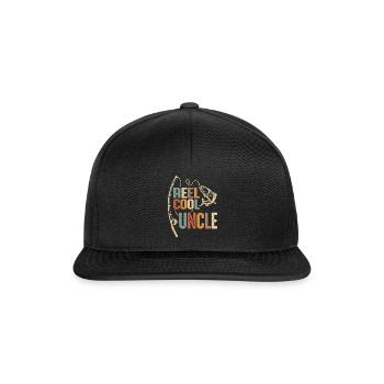 Reel Cool Uncle Funny Fishing - Lustiger Vatertag - Snapback Cap - Schwarz/Schwarz - Vorne