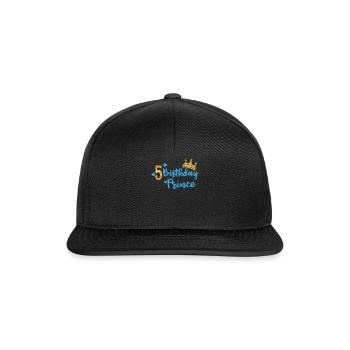 Prince d'anniversaire 5ème anniversaire Garçon Garçon cadeau - Casquette snapback - noir/noir - Devant