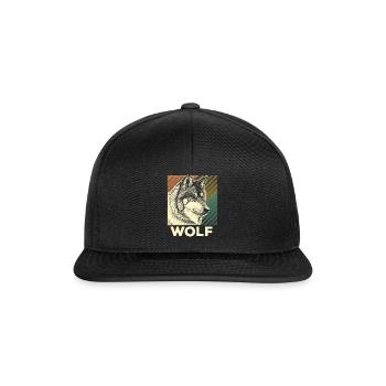 Wolf Wölfe Hund Tier Natur Tierschutz Geschenk - Snapback Cap - Schwarz/Schwarz - Vorne