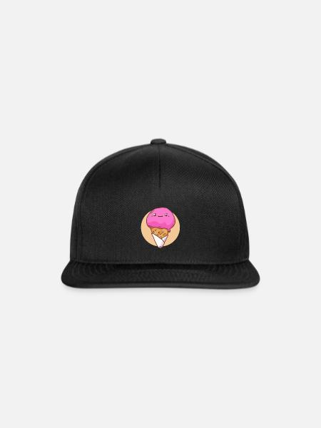 Softeis Erdbeereis Eis Süße Eiscreme - Snapback Cap - Schwarz/Schwarz