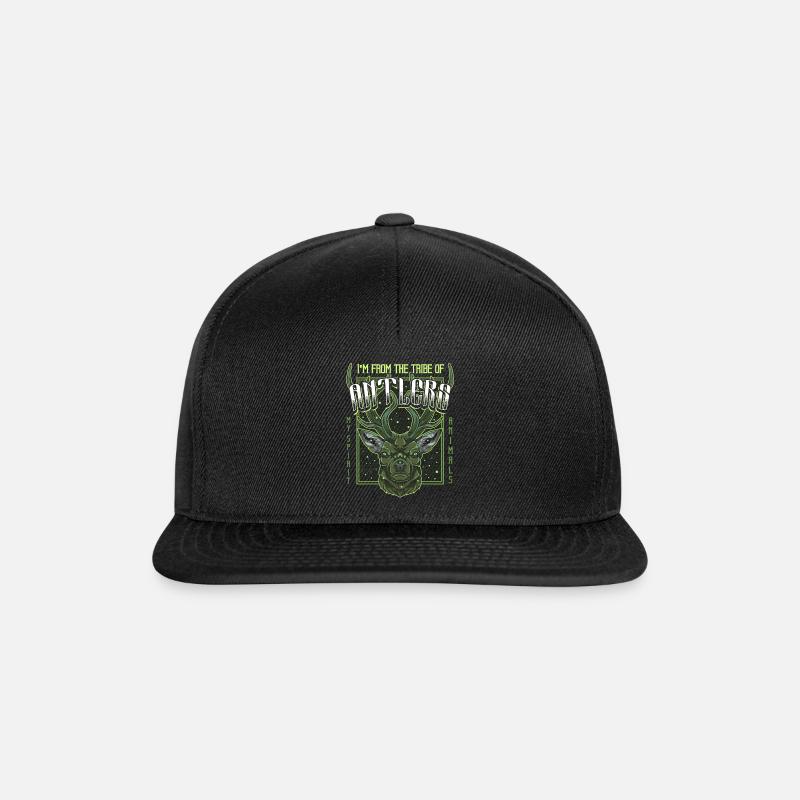 Hirschkopf - Snapback Cap - Schwarz/Schwarz