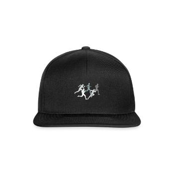 Running sport runner gift athlete run jog - Snapback Cap - black/black - Front