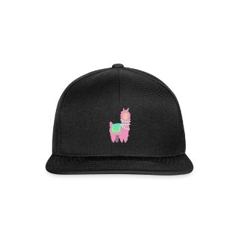 Lama Alpaka Geschenk lustig Tiere Zoo Comic Humor - Snapback Cap - Schwarz/Schwarz - Vorne