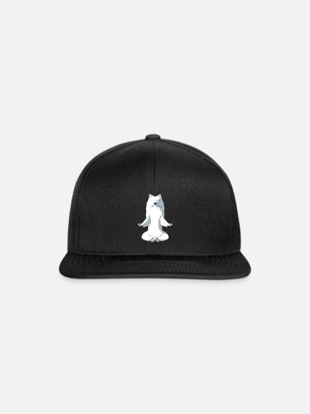 Meditierender JapanSpitz Hund - Snapback Cap - Schwarz/Schwarz