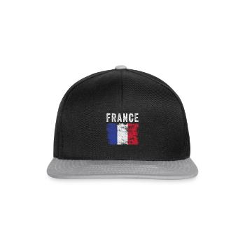 France Flag Distressed - Drapeau Français - Casquette snapback - noir/gris - Devant