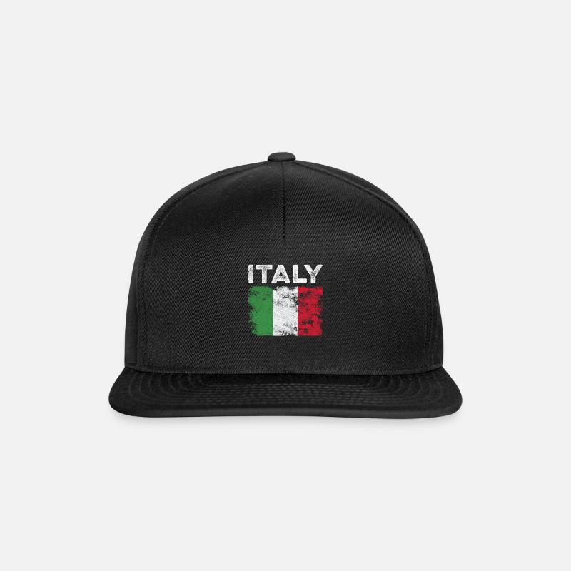 Italy Flag Distressed - Italian Flag - Snapback Cap - black/black