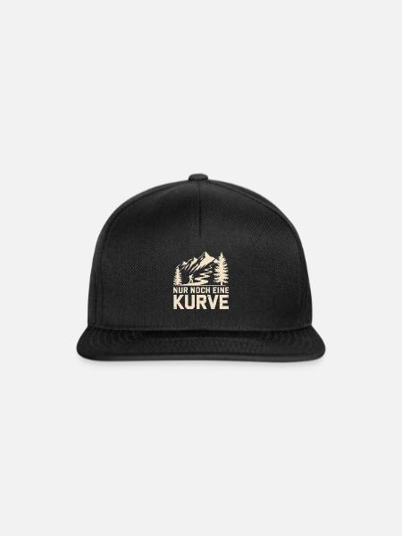 Nur Noch Eine Kurve Wanderlust Berge Lustig Reisen - Snapback Cap - Schwarz/Schwarz