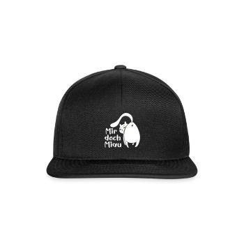 Katze lustig Miau egal lustige Sprüche Haustier - Snapback Cap - Schwarz/Schwarz - Vorne