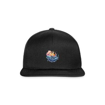 Abstract Waterflow Sun - Snapback Cap - Schwarz/Schwarz - Vorne