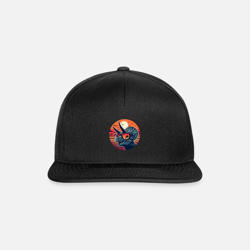 Triceratops Dinosaurier Chillen am Strand - Snapback Cap - Schwarz/Schwarz