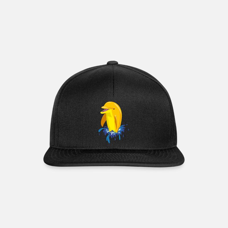 Delphin gelb Spritzer - Snapback Cap - Schwarz/Schwarz