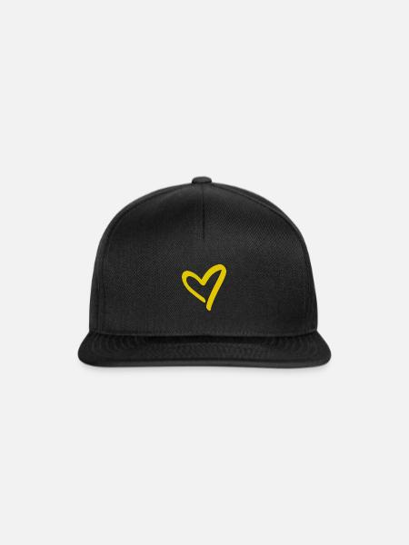 gelbes Herz - Snapback Cap - Schwarz/Schwarz