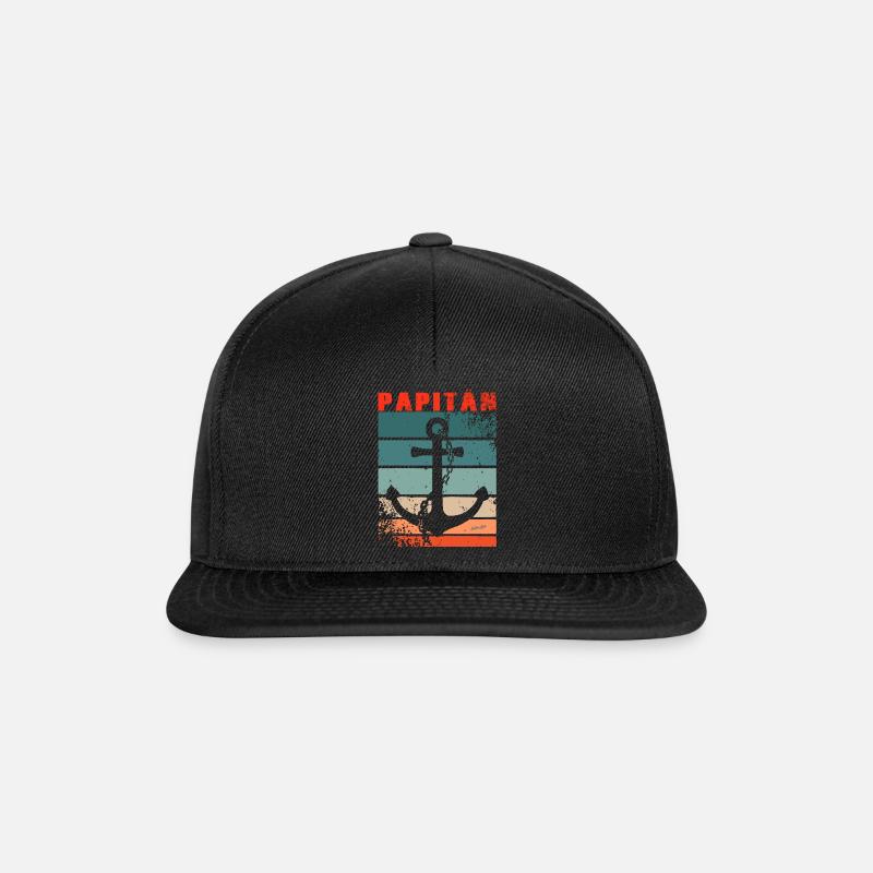 PAPITÄN - Vater Geschenkidee PAPA - Snapback Cap - Schwarz/Schwarz