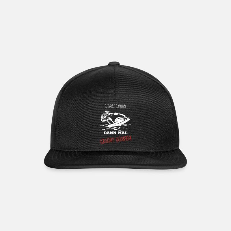 Jet-Ski-Action mit witzigem Spruch, deutsch - Snapback Cap - Schwarz/Schwarz