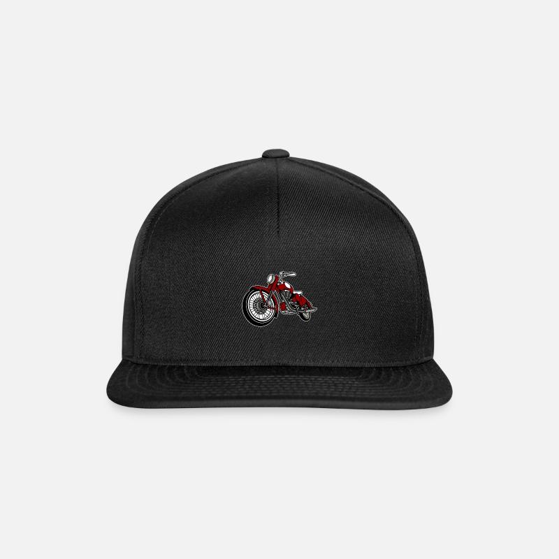 Motorrad Old School - Snapback Cap - Schwarz/Schwarz