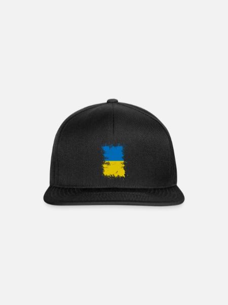 Ukraine Flagge Farbfleck Kunst - Snapback Cap - Schwarz/Schwarz