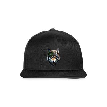 Wolf Kopf - Snapback Cap - Schwarz/Schwarz - Vorne