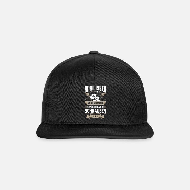 Schlosser - mit dem Hammer kann man auch schrauben - Snapback Cap - Schwarz/Schwarz