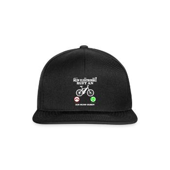 Elektro Fahrrad Bike E-Bike Ruft an muss gehen - Snapback Cap - Schwarz/Schwarz - Vorne