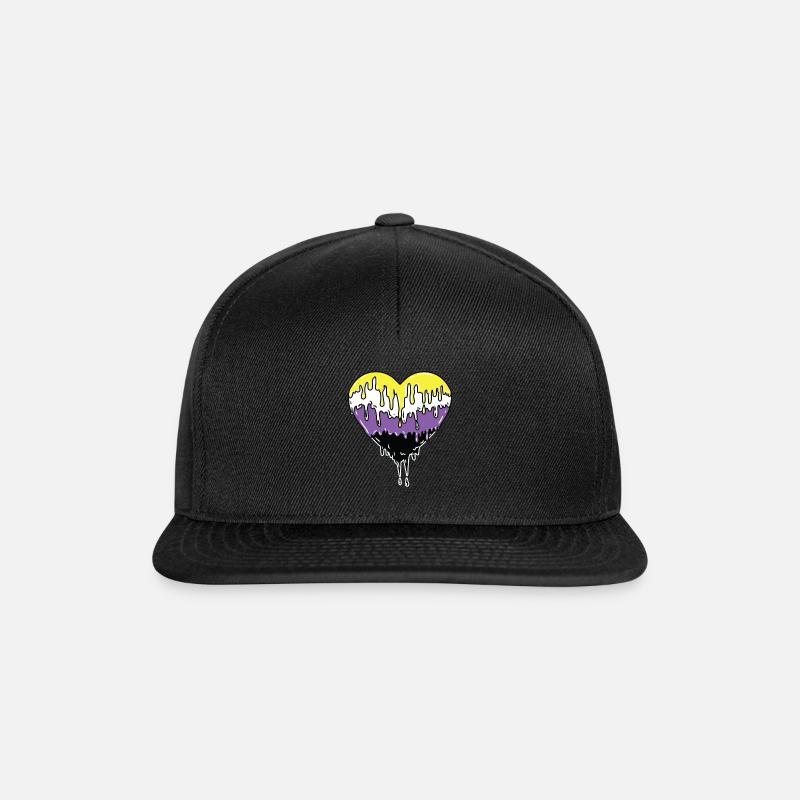 Nonbinary Pride Dropping Heart - Snapback Cap - black/black