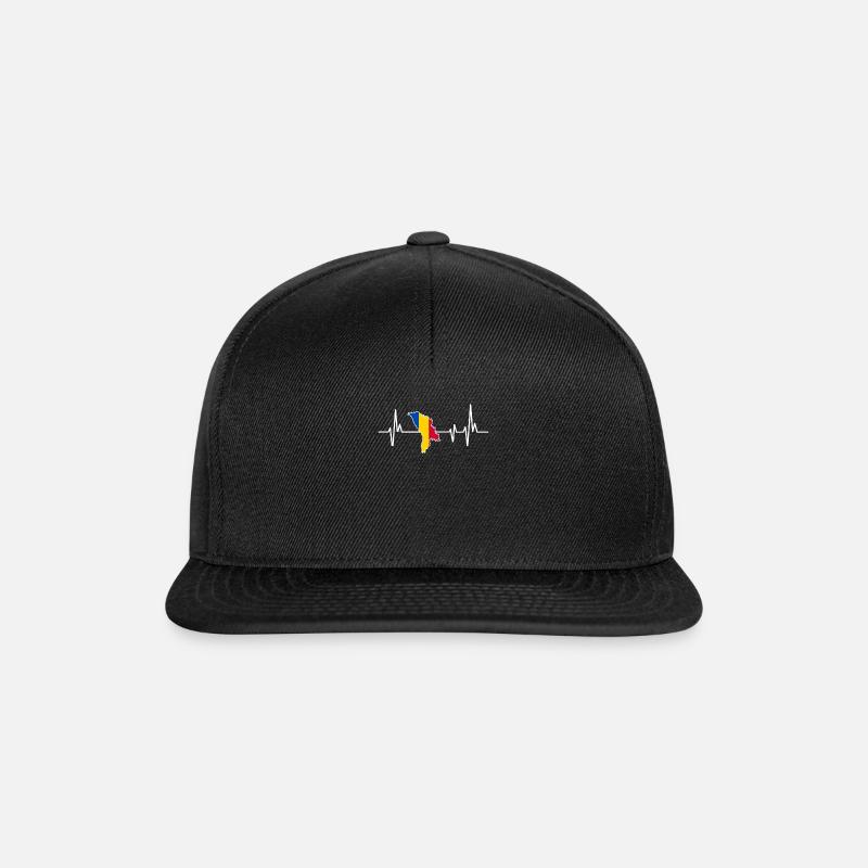 Herzschlagdesign Moldau Moldawien Moldau - Snapback Cap - Schwarz/Schwarz
