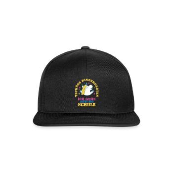 Einschulung Einhorn Tschüss Kindergarten - Snapback Cap - Schwarz/Schwarz - Vorne