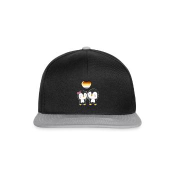 Gay Bear Pride Pinguin-Paar - Snapback Cap - Schwarz/Grau - Vorne